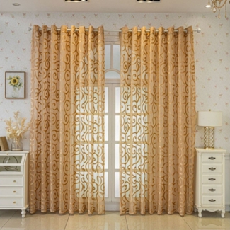 BYSURE Gardine, Ösen (2 St), halbtransparent, Vorhänge mit Blumen Stickerei Muster