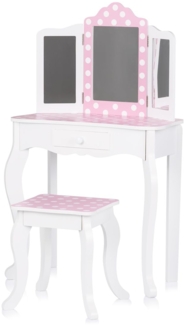 Chipolino Kinder Schminktisch Frisiertisch aus Holz Hocker Spiegel Schublade weiß