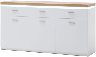 Sideboard Celine / Cali , Holzwerkstoff , Weiß, Holzfarben , 156 x 83 x 44 cm
