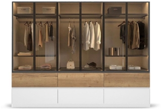 BENEDO MÖBEL Kleiderschrank Amsterdam 300cm mit Hochglanzfront (Spar-Set, inkl. Innenbeleuchtung)