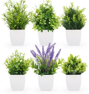 Künstliche Zimmerpflanze 6-teiliges Set künstlicher Blumentöpfe, Mini- Kunstpflanzen mit Topf, Coonoor, Tischdekoration Künstliche Zimmerpflanze für Zuhause/Büro/Draußen