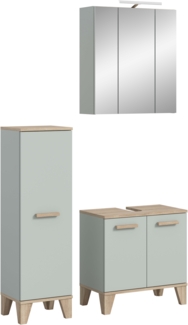 Badkombination inkl. Beleuchtung (B/H/T: 109x190x34 cm) in hellgrün