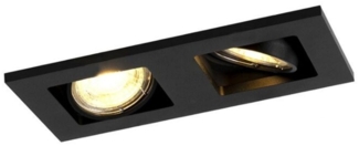 Qazqa LED Einbaustrahler Qure, LED wechselbar, GU10, Schwarz, Modern, Aluminium, 2-flammig