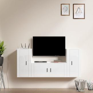 vidaXL 3-tlg. TV-Schrank-Set Hochglanz-Weiß Holzwerkstoff 3188536