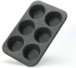Jumbo Muffinform 6-Tassen Muffin Schwarz Granit Stein Pfanne