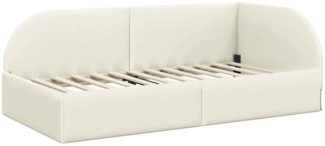 vidaXL Eckbettgestell mit Kopfteil Creme 90 cm x 190 cm Samt 42016643