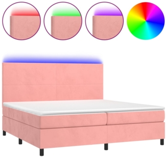 vidaXL Boxspringbett mit Matratze & LED Samt Rosa 200x200 cm, Härtegrad: H2 [3136028]