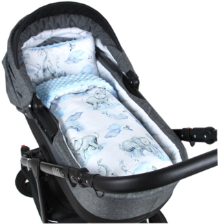 Kinderdecke BABYLUX Babydecke MINKY 2Set Kuscheldecke Decke 75 x 60cm Kinderwagen, BabyLux, MP126 - Blau + Elefanten