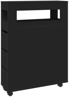 vidaXL Badschrank Schmal mit Rollen Schwarz Holzwerkstoff 855269