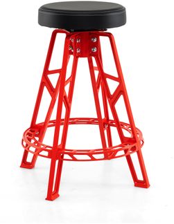 Hochstuhl für Mechaniker Schwerlast-Aluminium-Garagenbarstuhl mit 360° schwenkbarem Sitz Rot