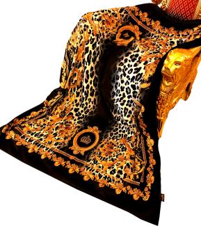 Luxus Wohndecke Pompöös by Casa Padrino Barock Kronen / Leopard / Gold von Harald Glööckler mit Glitzersteinen