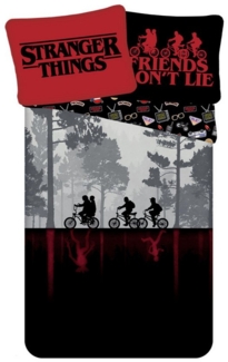 Jerry Fabrics Bettwäsche Stranger Things Bettwäsche 140x200 cm Baumwolle Schwarz