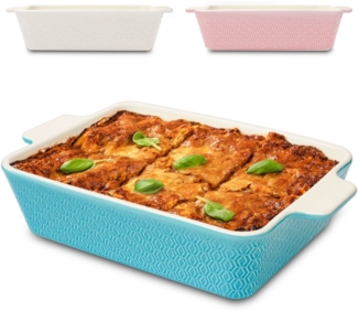 Praknu Auflaufform Auflaufform Groß aus Keramik Blau, Porzellan - Keramik, (1-St), Für 4 Personen Lasagne, Tiramisu & Auflauf - Hoher Rand - Rechteckig