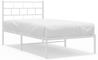 vidaXL Bettgestell mit Kopfteil, Metall, Weiß, 100x190 cm