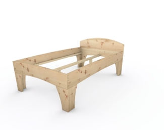 Zirbenbett Massivholzbett "Rosi" metallfrei 120 x 200 cm 58 cm mit Kopfteil