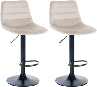 CLP 2er Set Barhocker Lex Samt,creme schwarz-matt