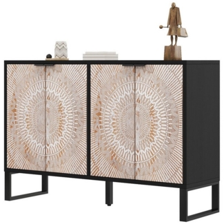 OKWISH Sideboard mit Metallgriffen (Kommode, Aufbewahrungsschrank, 1 St, mit vier geformten Türen), mit verstellbaren Beinen