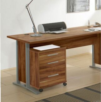 Office line Eckschreibtisch in mit großer Arbeitsfläche und RollcontainerWalnuss Optik, 220/170 x 72 x 70 cm