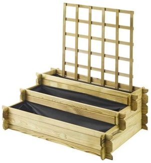 forest-style Blumenkasten, Holz Hochbeet mit Rankgitter 100 x 80 x 40 cm