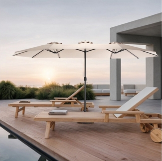LVHOM Marktschirm (Modell A)450x300cmGroß rechteckig Doppelseiten-Marktschirm mit Kurbel, für Garten, Terrasse, Poolbereich, Gastronomiebetriebe( Cafés, Restaurants)