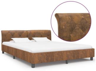 vidaXL Bettgestell Braun Wildleder-Optik 180 × 200 cm 284893