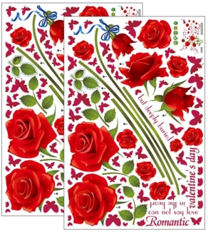 Refttenw Wandtattoo DIY Rose Wandaufkleber, Valentinstag Wandaufkleber, Wanddekoration (set, 2 Stück)