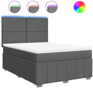 vidaXL Boxspringbett mit Matratze Dunkelgrau 160x200 cm Stoff 3294013