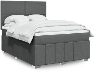 vidaXL Boxspringbett mit Matratze Dunkelgrau 160x200 cm Stoff 3294013