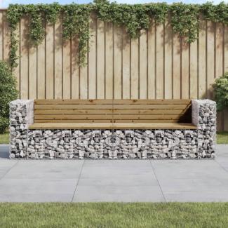 vidaXL Gartenbank aus Gabionen 244x71x65,5 cm Kiefernholz Imprägniert 3196241