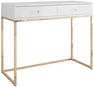 Lookway Konsolentisch BLANCO mit Schubladen Gold Chrom