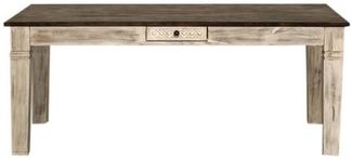 Esstisch Mango / Akazie 150 x 90 x 76 weiß gewachst CASTLE-ANTIK #107