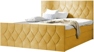 Boxspringbett Simori Lux, Gelb, 120x200 cm