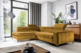 99rooms Dali Ecksofa Velours SALVADOR Gelb Links mit
