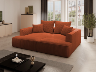 Vente-unique - Sofa 3-Sitzer - tiefe Komfortsitzfläche - grob gerippter Cord - Terracotta - PINETA