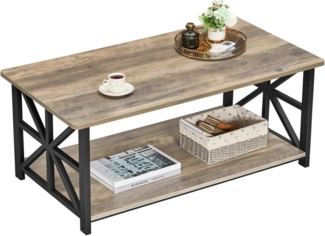 Couchtisch Runde Ecke 100cm Holz Metall Regal Sandeiche Rustikales Design