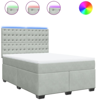 vidaXL Boxspringbett mit Matratze Hellgrau 160x200 cm Samt 3293266