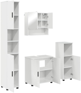 vidaXL Badezimmermöbel-Set 4 pcs Hochglanz Weiß Holzwerkstoff & Metall 3392967