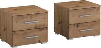 Rauch Möbel Base Nachttisch-Paar, 2 Nachtkommoden, Eiche Artisan, 2 Schubladen, BxHxT á 40 x 36 x 40 cm