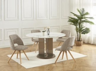 Vente-unique - Stuhl 6er-Set - Stoff & Kautschukholz - Taupe - VESIANI