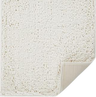 Lifewit 50x76cm extra weiche Badematte, saugfähige Shaggy Badematte aus Chenille, rutschfeste Plüschteppiche für Bad, Wanne und Dusche Cremeweiß