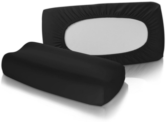 2 Stück Jersey Spannbezug für Nackenstützkissen Kissenbezug Vital Comfort S-1117 941 schwarz