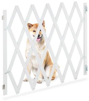 Relaxdays Hundeabsperrgitter ausziehbar bis 140 cm, 87-99 hoch, Hunde Schutzgitter für Treppe & Tür, weiß, XL