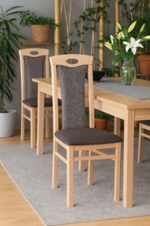 Massivholzstuhl Kasia (2 Stück), buche natur / schwarz-grau