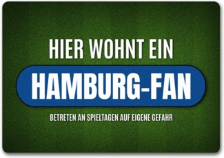 speecheese Fußmatte Hier wohnt ein Hamburg Fan Fußmatte ohne Rand mit Rasen Motiv