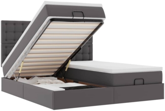 vidaXL Ottoman-Bett mit Matratzen & LEDs Grau 200x200 cm Kunstleder 3314511