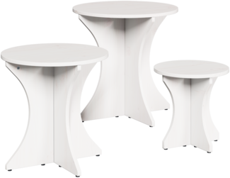 vidaXL Couchtisch 3 pcs Weiß 46 x 46 x 47 cm Massivholz Kiefer 873569