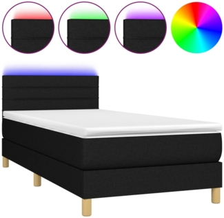 vidaXL Boxspringbett mit Matratze & LED Schwarz 80x200 cm Stoff 3133751