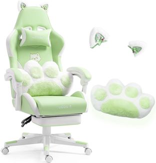 Cute Gaming Stuhl mit Katzenpfoten-Lendenkissen und