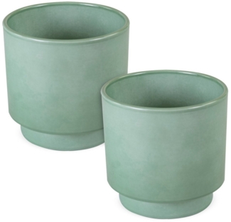 matches21 HOME & HOBBY Blumentopf Blumentöpfe 2er Set aus Keramik in Ø 10,5 x 10,5 cm in Salbeigrün (2 St), Zeitlose Übertöpfe mit Fuß
