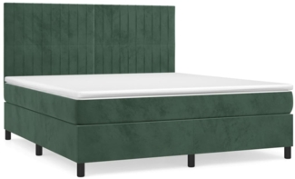 vidaXL Boxspringbett mit Matratze Dunkelgrün 180x200 cm Samt 3143160